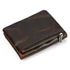 New Fashion Business Men's Wallets Genuine Leather Crazy Horse Leather Short Organizer Wallet Boy Brand Luxury Card Holder Purse 4