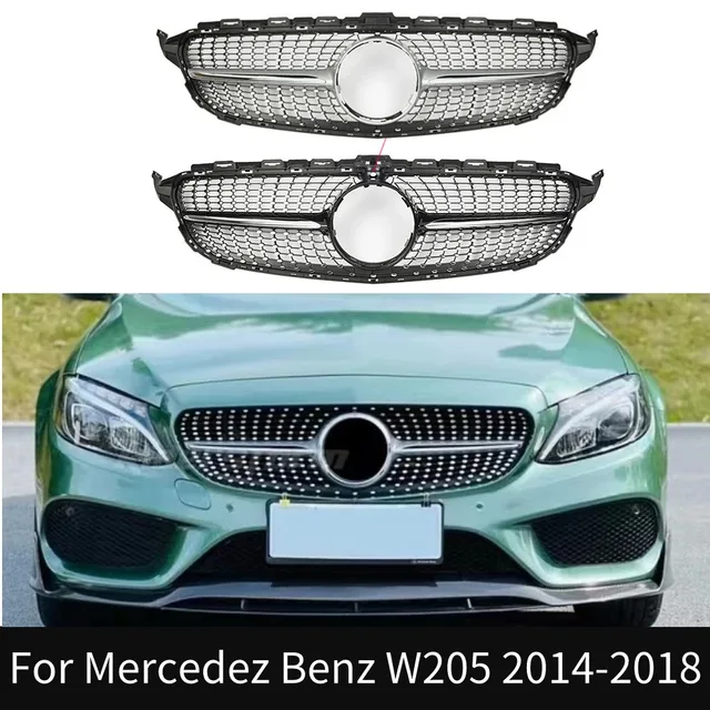 ベンツCクラス (W205) フロントバンパーフォグライトグリル（メッキ