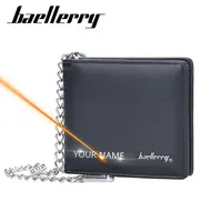 Baellerry 2022 New Men Short Wallets Small Card Holder Name Customized Luxury Male Purse Photo Holder Fashion Chain Men's Wallet 1