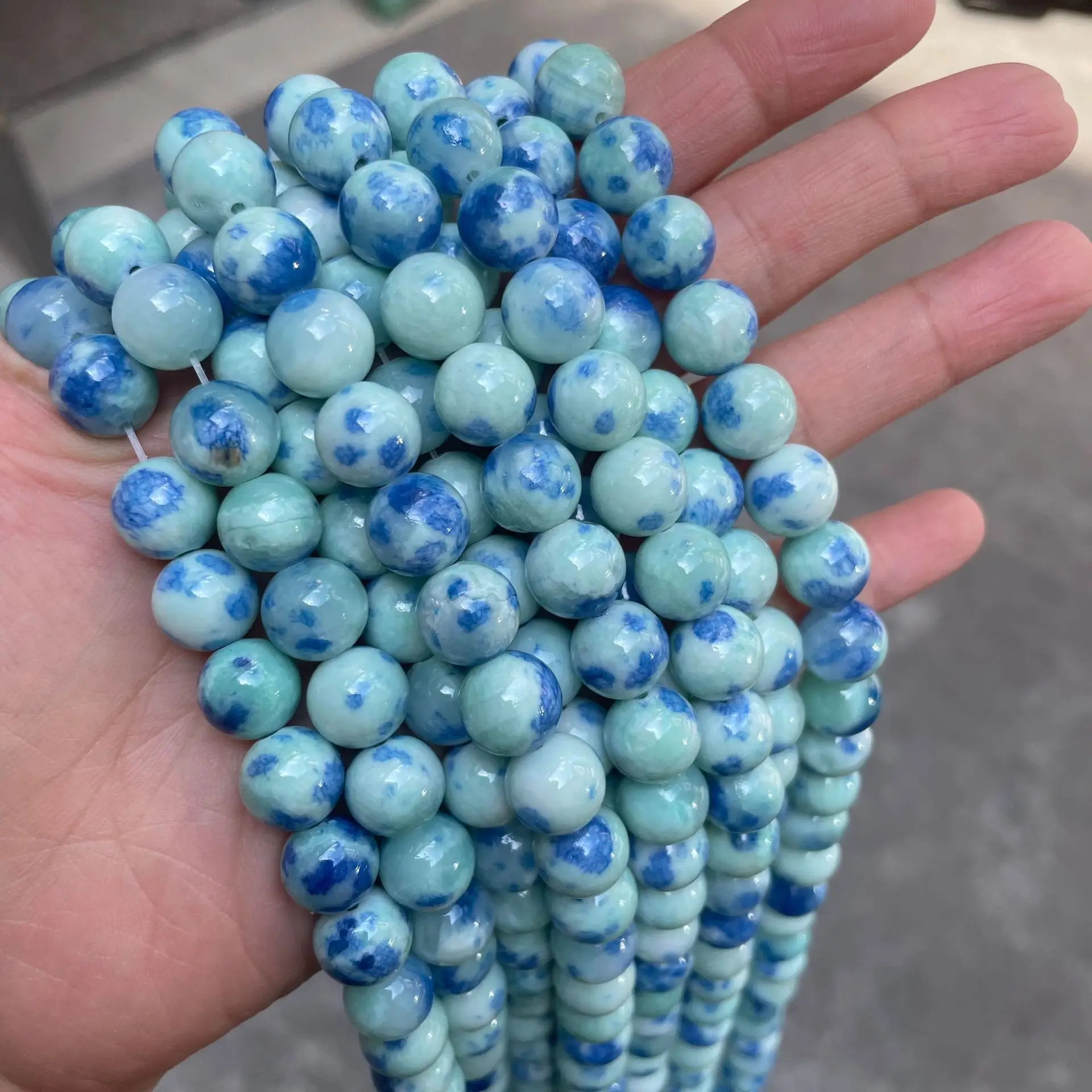 

Natural Stone Beads Blue Persian Jades Round Loose Beads For Jewelry Making Needlework Bracelet DIY Strand 6/8/10/12 MM