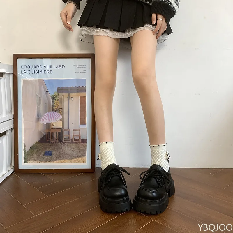 New Lace Up Thick soled loafers Retro Women's Leather Single Shoe Mary Jane Flats Shoe ladies Luxury Designer Shoes Zapatillas