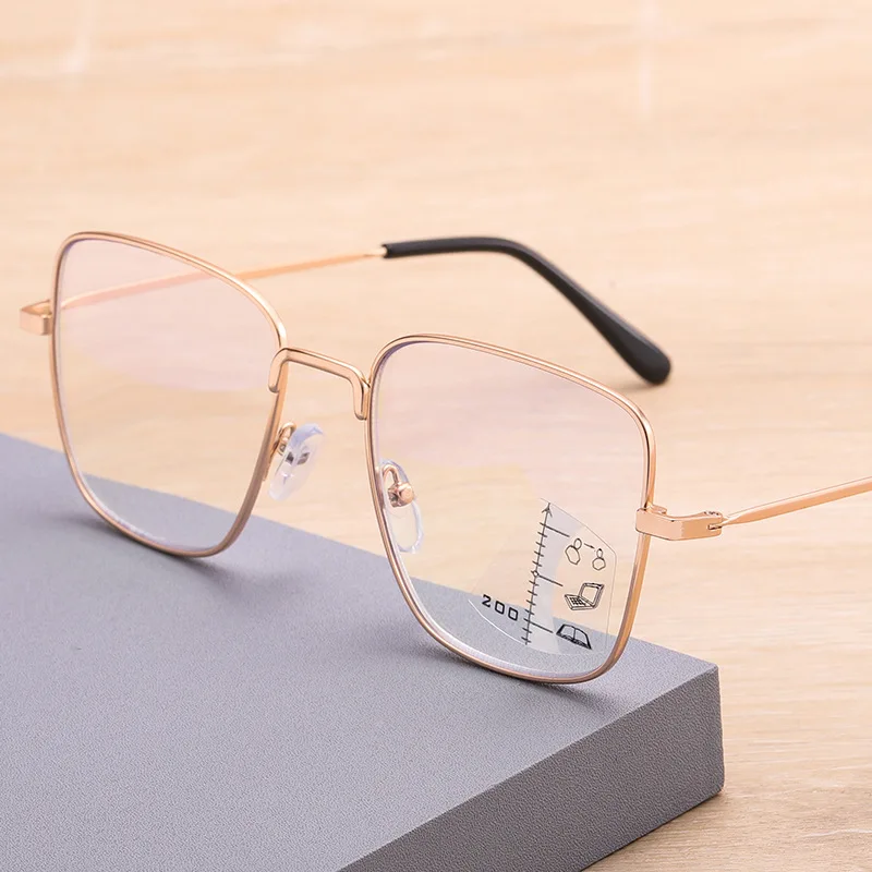 2023 Reading Glasses Multifocal Presbyopic Glasses Large Frame Anti Blue Light Glasses Multifocal Dual Purpose Eyewear 2