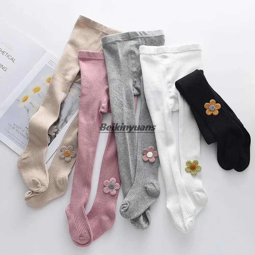 Spring and autumn children's thin striped cotton pantyhose big PP baby wear base sunflower exotic girls' pantyhose