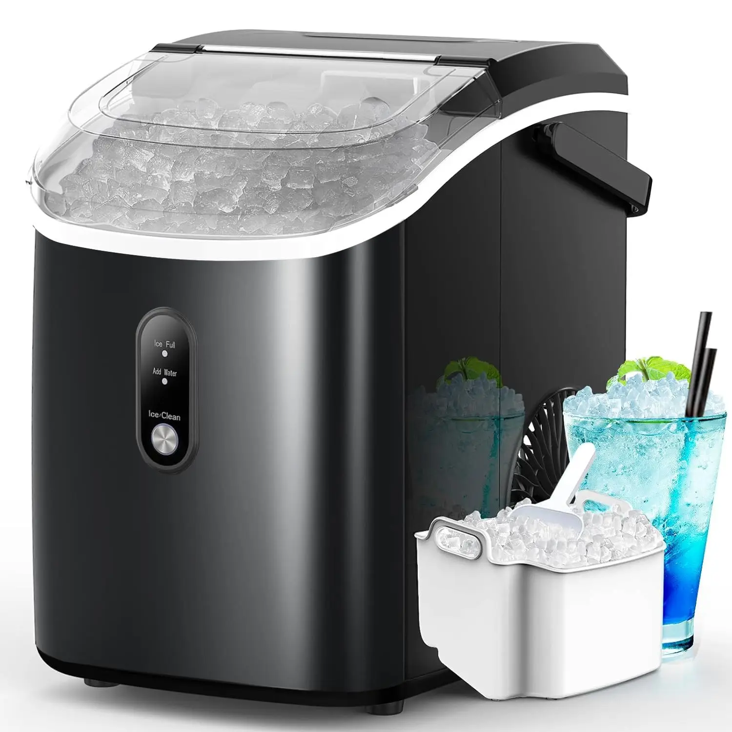 

Kndko Nugget Ice Maker Countertop,34lbs/Day,Portable Crushed Ice Machine,Self Cleaning with One-Click Design & Removable Top