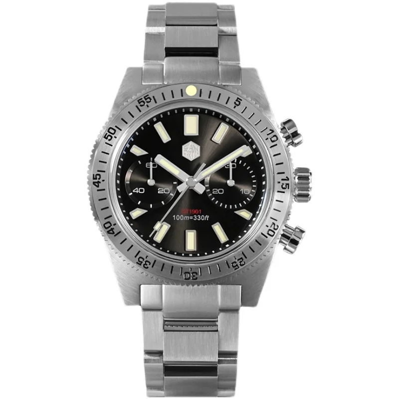 Cronografo Da Uomo San Martin Orologio Da Polso Meccanico A Carica Manuale Di Lusso 62Mas Zaffiro 100M Impermeabile C3 Luminoso St1901