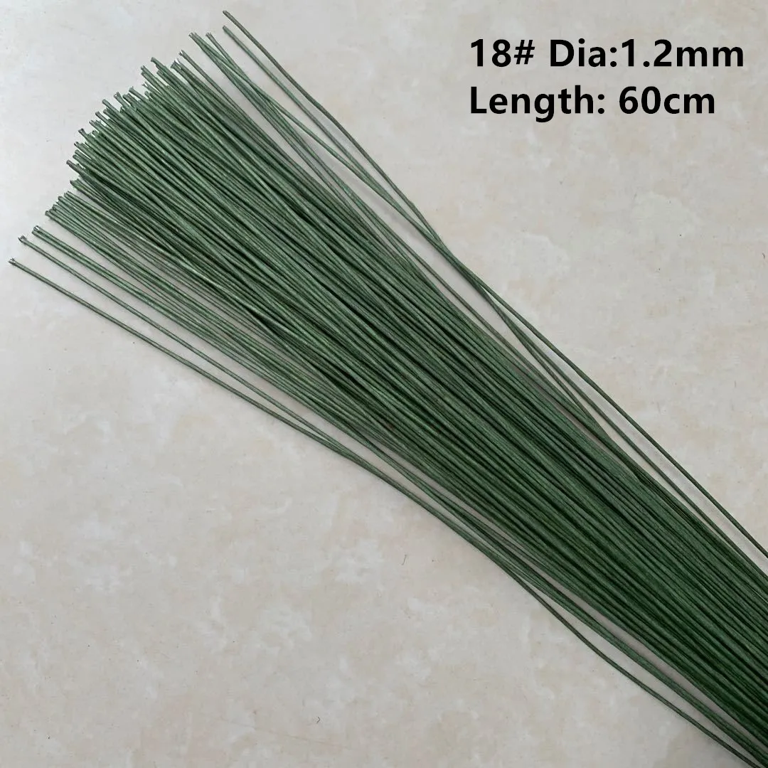 2 # 2 mm/1,2 mm, 30 Stück, 80 cm Länge, grüner Draht, Blumen, Stiel, DIY, handgefertigt, dekorativer Kranz, künstliche Blumenzweige, Floristen-Bastelarbeiten – Detail 4