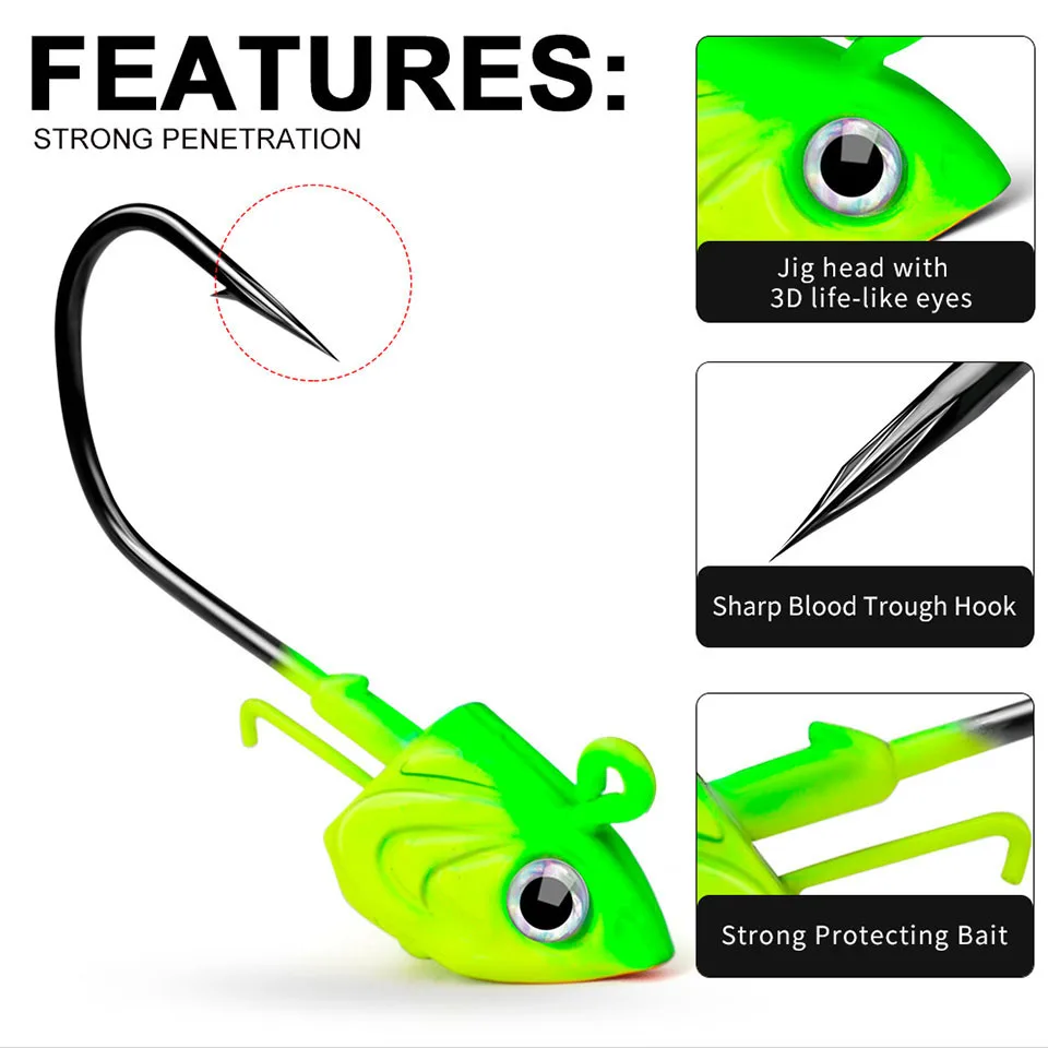 Loogdeel 1PCS 30G 35G 45G Jig Head Fishing Hooks Anti-hanging Bottom Punching Perforated Soft Bait Counterweight Hook Pesca