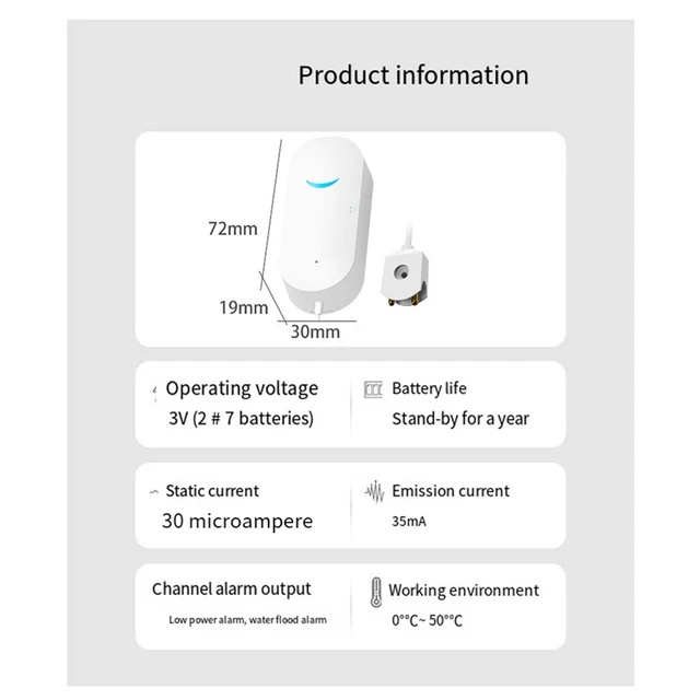 APPLIA-Tuya Smart Water Level Alarm Wifi Water Immersion Sensor Alarm Water Leak Detector App Remote Monitoring 6