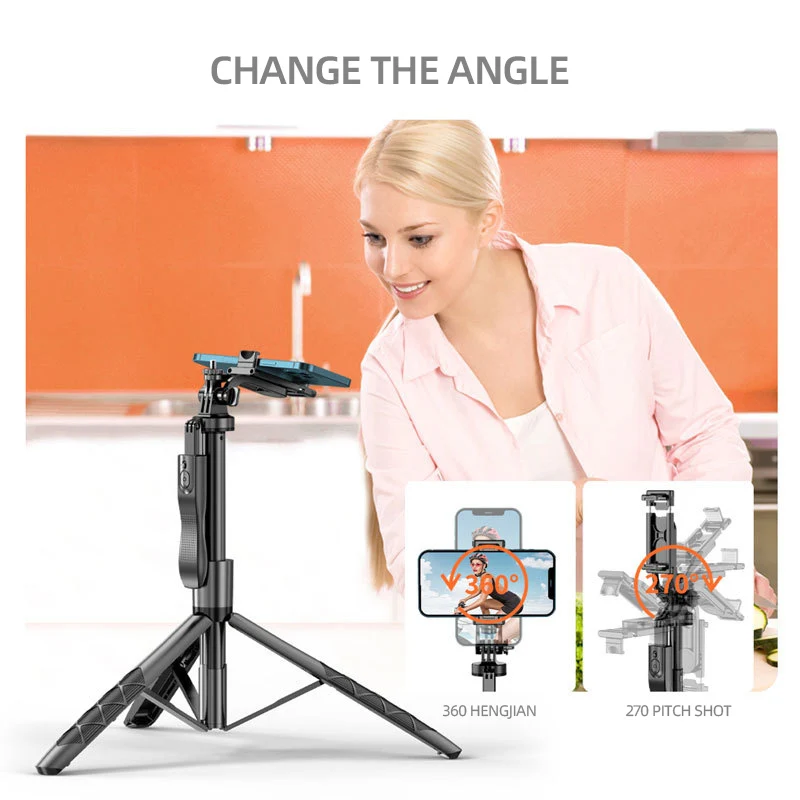 Mobile Phone Bluetooth Portable Selfie Pole Dual Fill Light Handheld Stabilizer Telescopic Pole Live Streaming Bracket Tripod