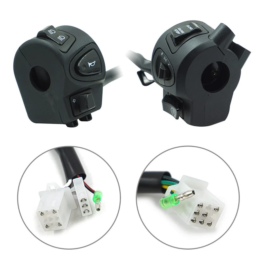 

2Pcs Motorcycle 7/8" 22MM Handle Bar Switches Horn Turn Signal Headlight Fog Light Start Stop Handlebar Controller Switch