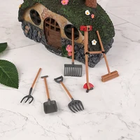 1Set Dollhouse Miniature Vintage Simulation Farm Tools Assembled Cart Agricultural Vehicle Model Garden Farming Tools DIY Decor 2