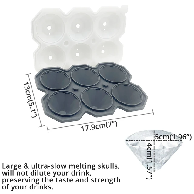 Large Ice Cube Trays Silicone (2.5-Inches) - Giant Cocktail Silicone Ice  Maker, Scotch Whiskey Ice Cube, Easy Release Reusable Ice Cubes,Food Grade