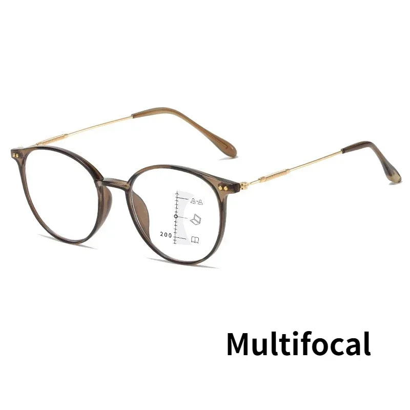 Chic Round Frame Multifocal Anti-Blue Light Reading Glasses