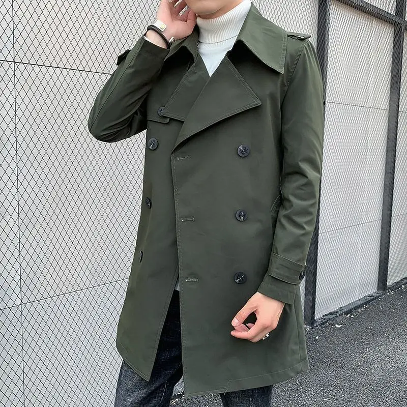 Man Trench Coat Lapel Windbreaker Leisure Time Business Affairs British Style Trench Coats Fashion Trend Show Thinness Coat