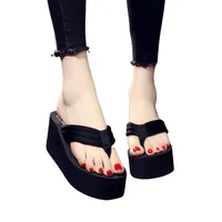 Summer Korean Fashionable Wedge-Heeled Seaside Vacation Beach Sandals for Women Non-Slip Thick-Soled Platform Simple Flip-Flops - Image 6