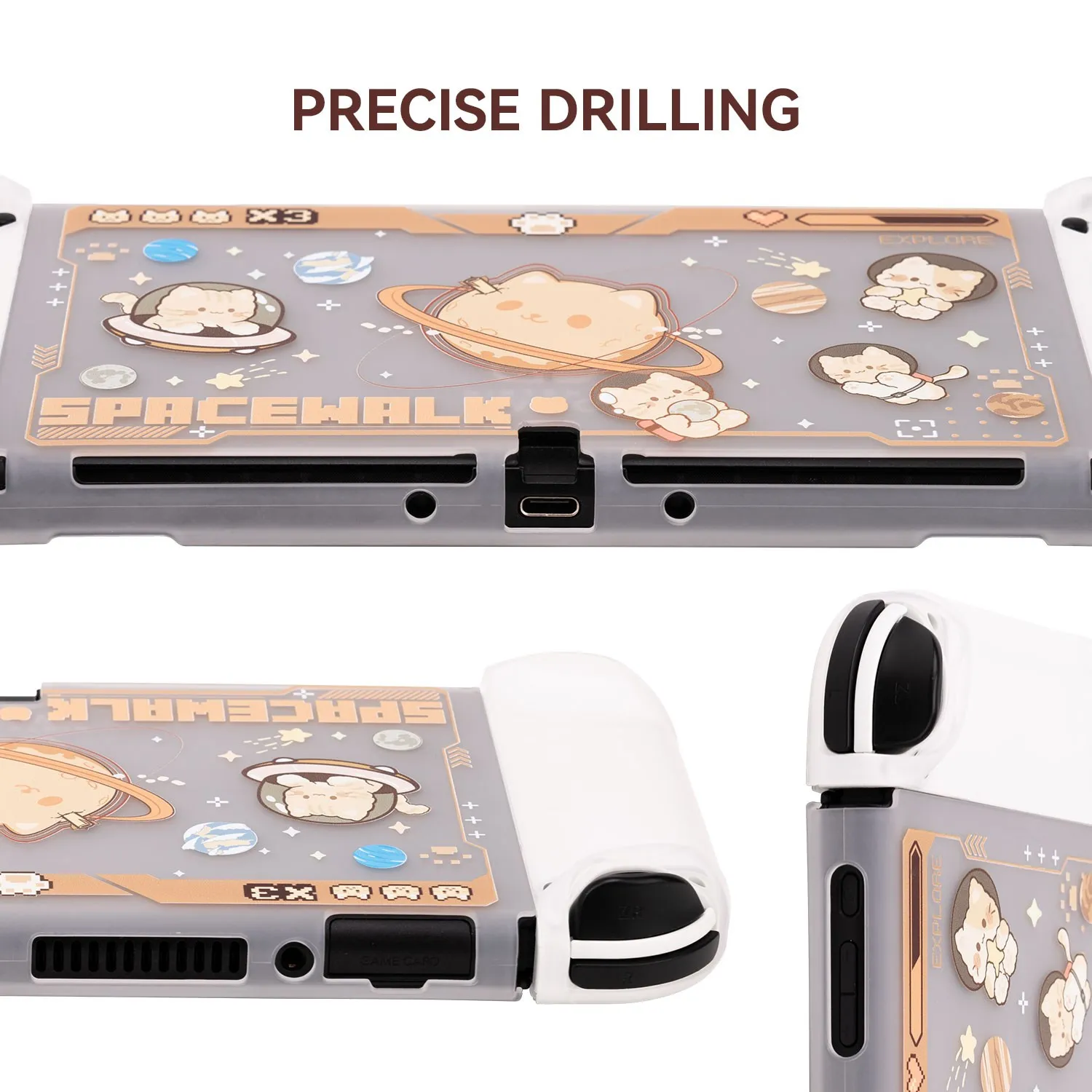 Geekshare任天堂スイッチoledケーススペース猫かわいい保護シェル