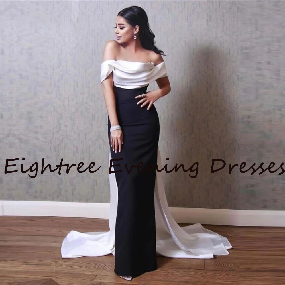 Eightree Black White Long Strapless Formal Evening Gowns Dress Sleeveless Club Celebrity Prom Evening Night Party Dresses