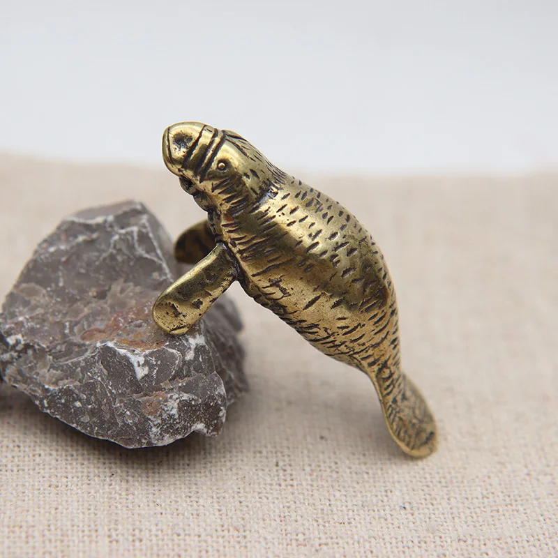 

Retro Brass Sea Lion Small Statue Office Desk Ornaments Decoration Crafts Collection Metal Animal Figurines Miniatures Toy Gifts