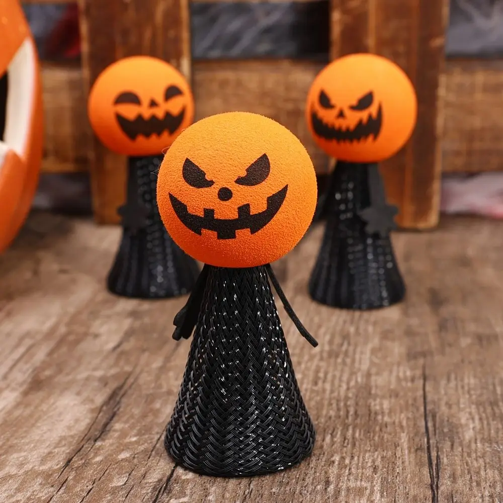 Pumpkin Head Halloween Jumping Doll EVA Bouncy Halloween Bouncing Elf Plastic Doll Black Spring Bouncing Jumping Pumpkin Toys