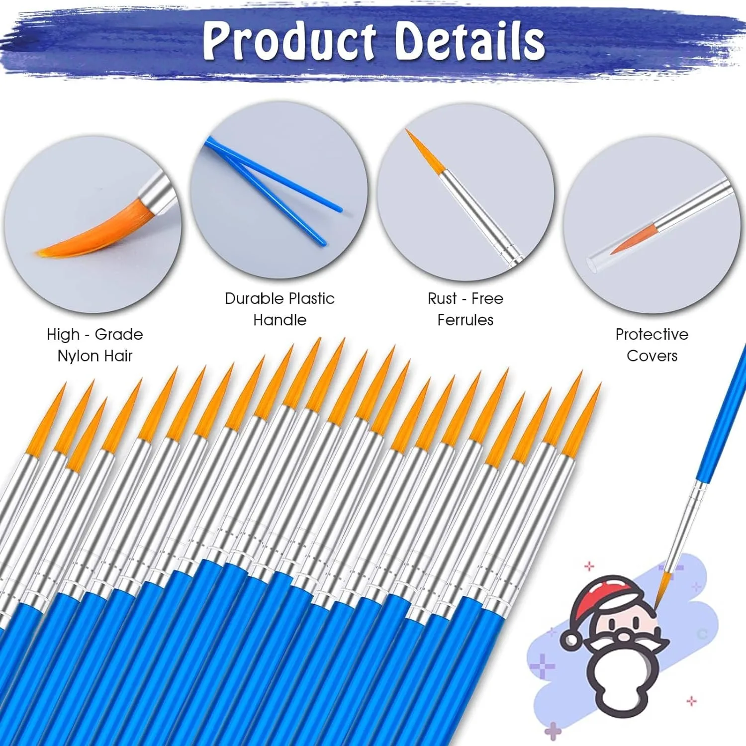30Pcs/set Paint Brushes Set for Kids Acrylic with Flat Round Pointed Paint Brushes Pottery Craft Watercolor Oil Painting pottery coloring tool,graffiti paint tools