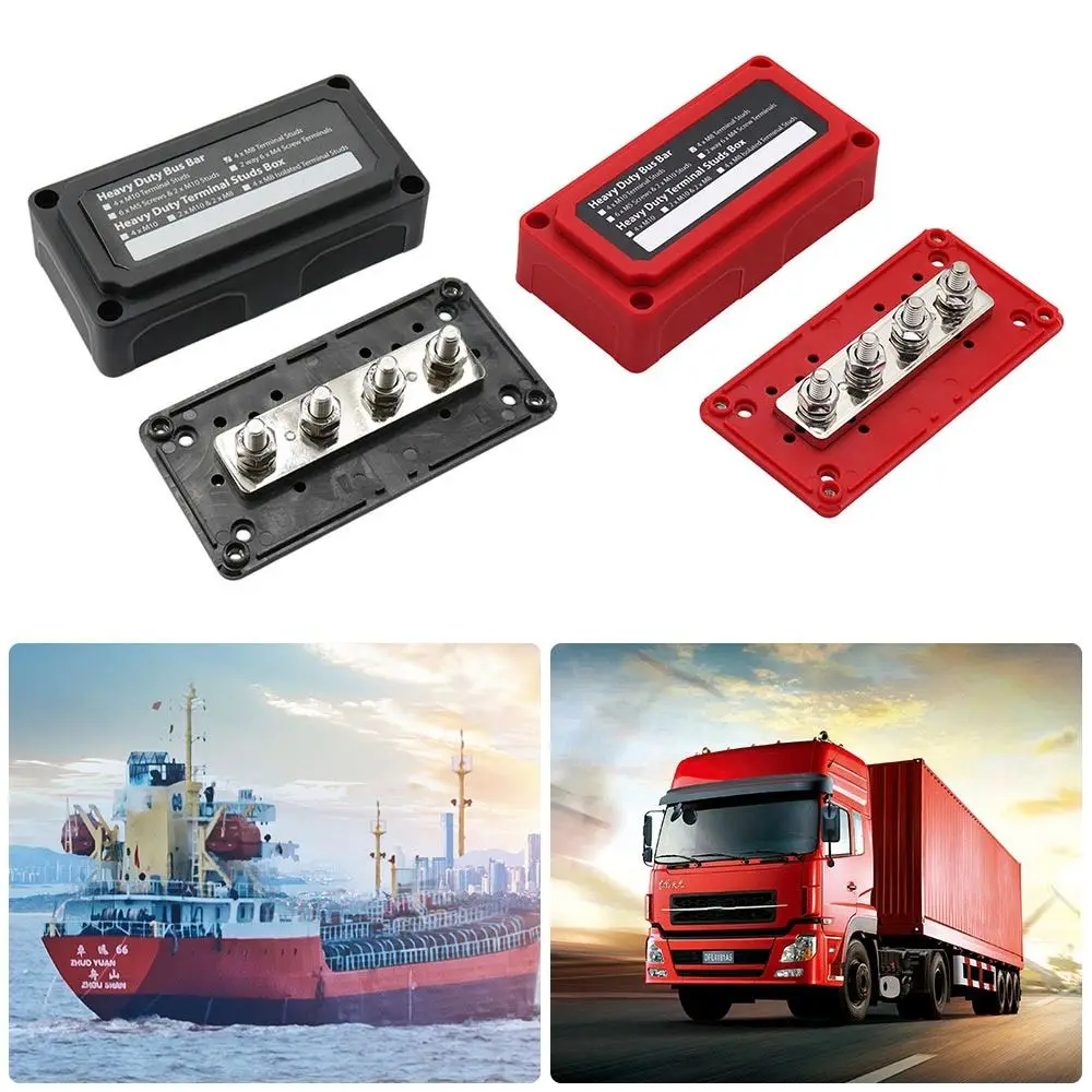 

Universal 4 Terminal Studs 300A M8 Bus Bar Box Power Distribution Block Transfer Line Row Auto Boat Power