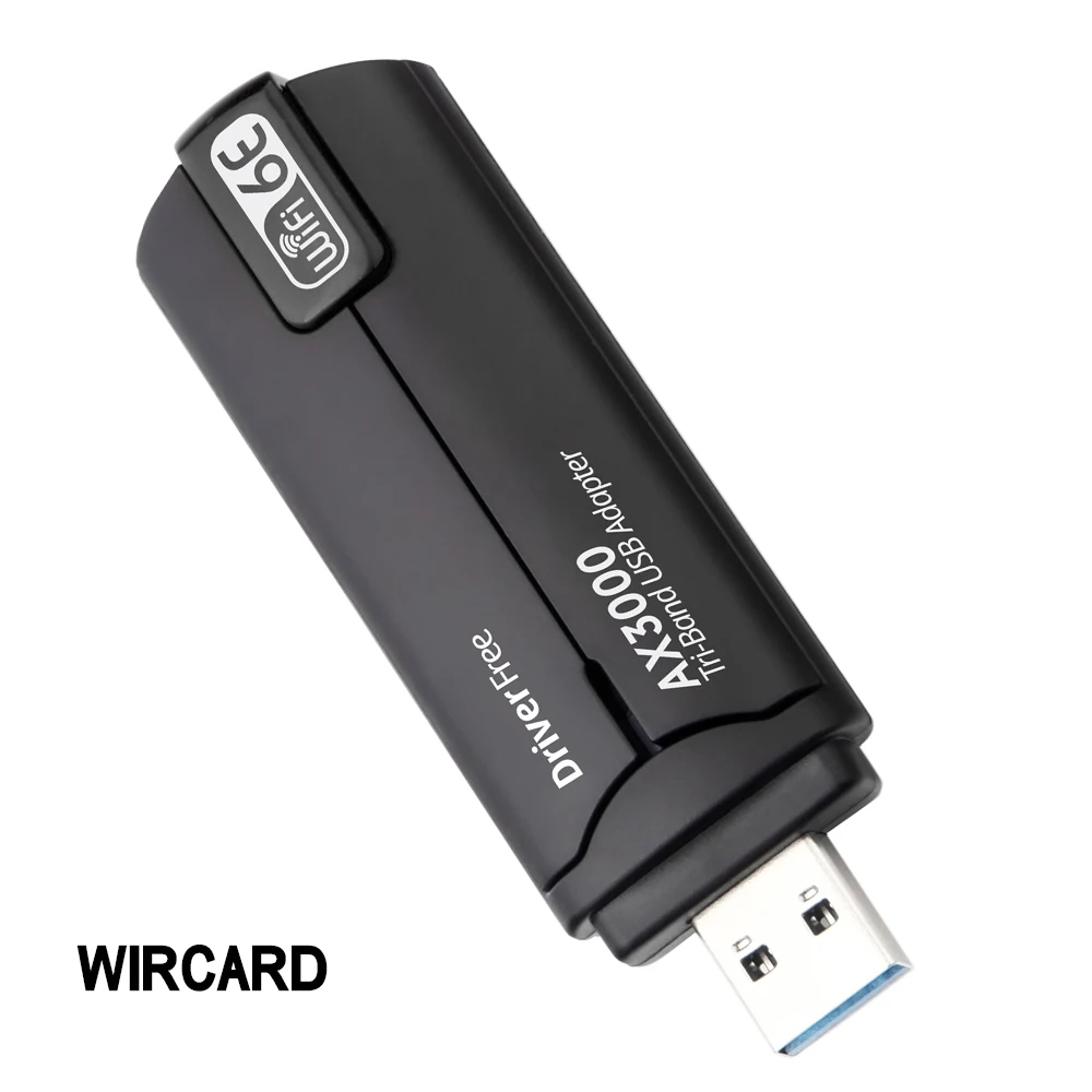 무선 네트워크 카드 와이파이 6E AX3000 USB 3.0 어댑터, 3000Mbps 트라이 밴드 2.4G, 5G, 6GHz, 와이파이 6 동글 드라이버 무료 Win10/11