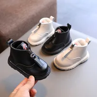 Baby Soft PU Leather Boots Autumn Winter Infant Outdoor Warm Plush Fur Shoes 1-3 Years Toddler Boy Girl Ankle Boots For Baby 2