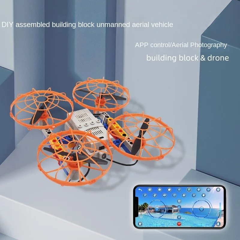 

New Building Blocks DIY Quadrotor Drone Model School Science Education Experiment Remote Control Aircraft Model Training