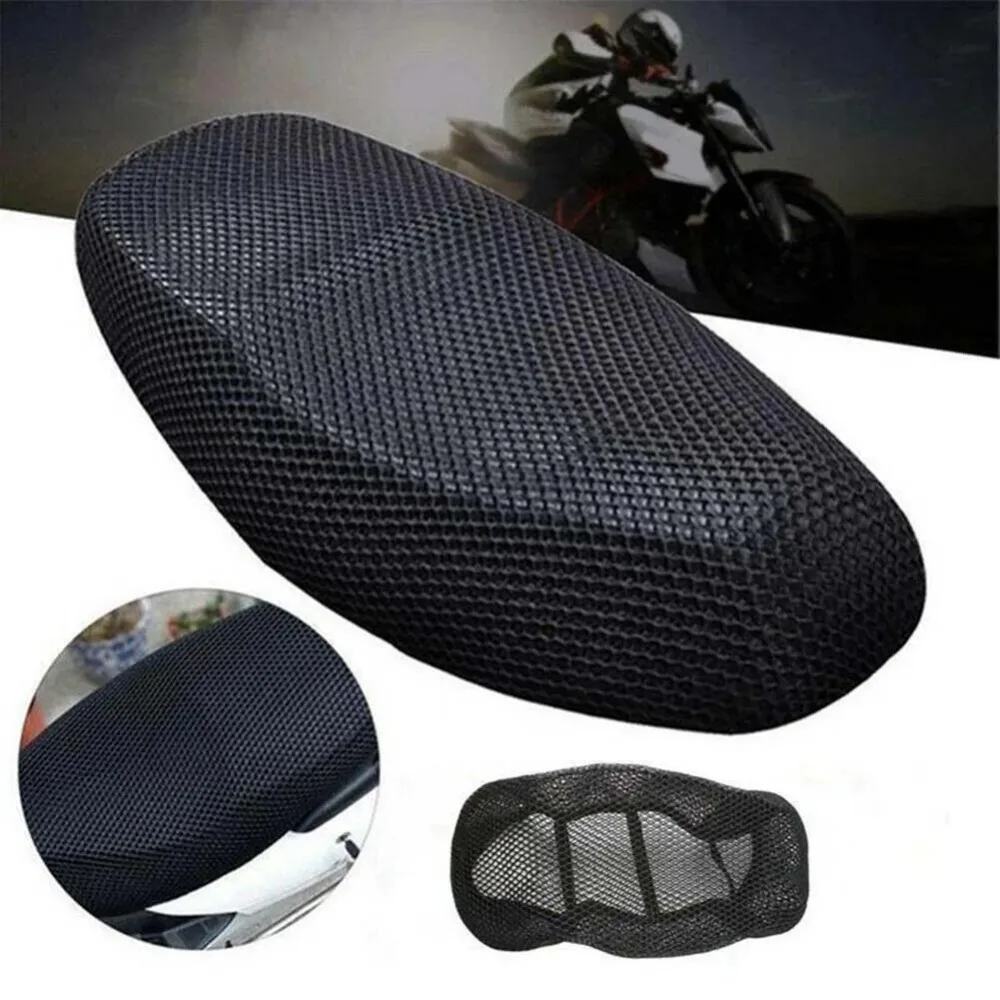 Breathable 3D Mesh Anti-Slip Motorcycle Seat Cushion - Black