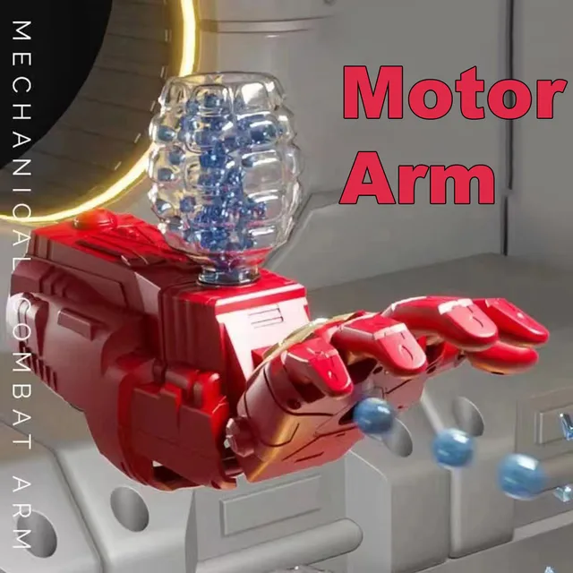 Electric Mechanical Steel Arm Water Gel Ball Blaster Splatter Wearable 7-8mm Water Bead Bullets Cosplay Weapon