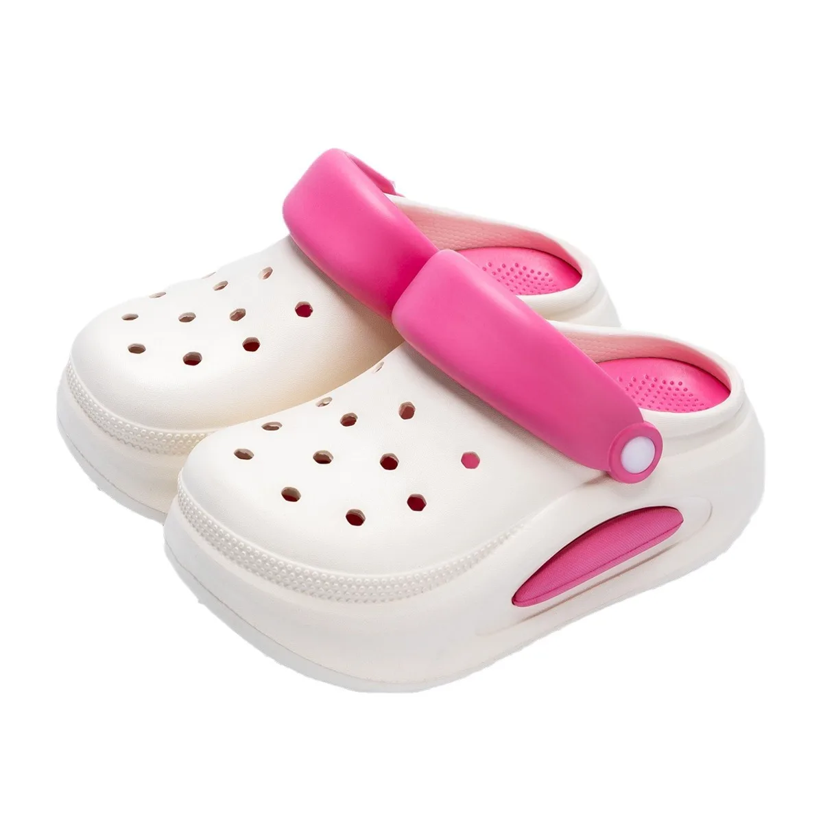 2024 Summer New EVA Thick Sole Hole Shoes Cute Cartoon High Heel Slippers Casual Soft Sole Anti slip Women's Garden Shoes