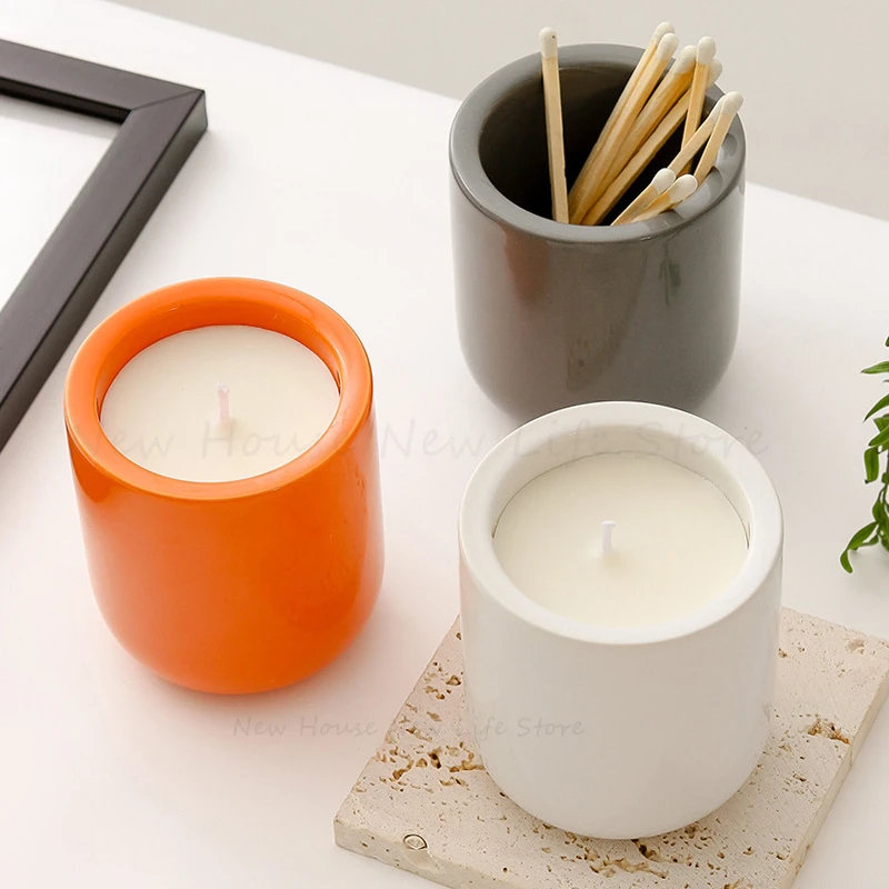 Concrete Candle Jar Silicone Mold DIY Round Succulent Flower Pot Plaster Epoxy Resin Storage Box Craft Molds Home Decor Supplies silicone mold