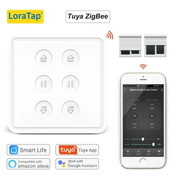 LoraTap Tuya ZigBee 3.0 EU 더블 커튼 스위치, 관형 모터용, 구글 홈 알렉사 음성 제어, Zigbee2MQTT DIY로 작동
