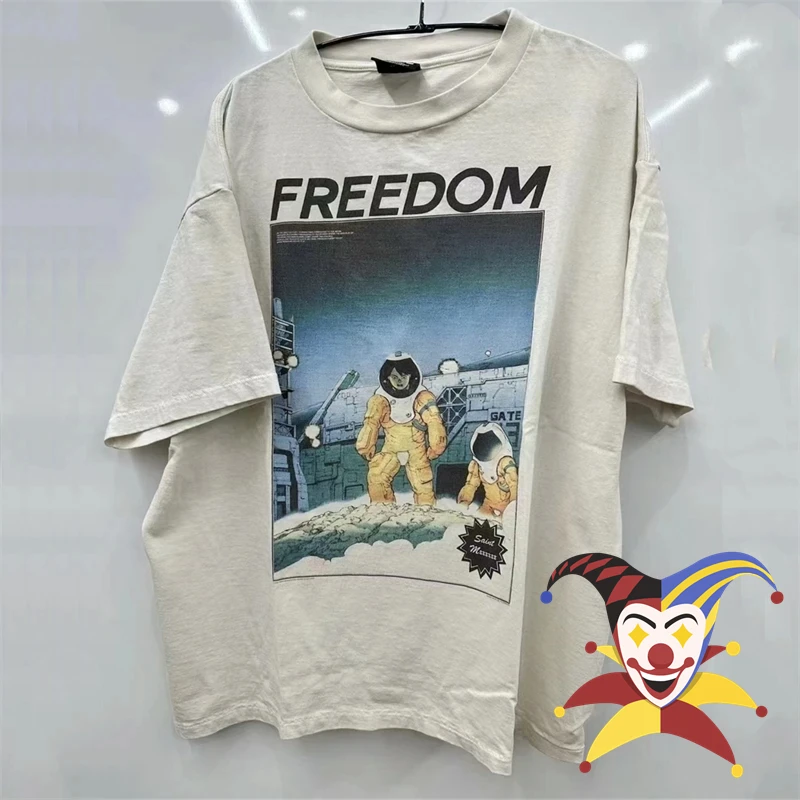 

Футболка FREEDOM 24SS SAINT MICHAEL, мужская и женская Ретро футболка, футболка, Топ