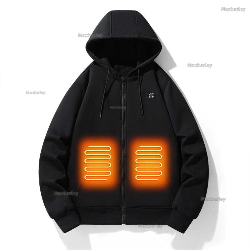 5 Areas Heated Hoodies Jacket Men Women Electric Heated Jackets USB Electric Temperature Control Winter Thermal Running Coat