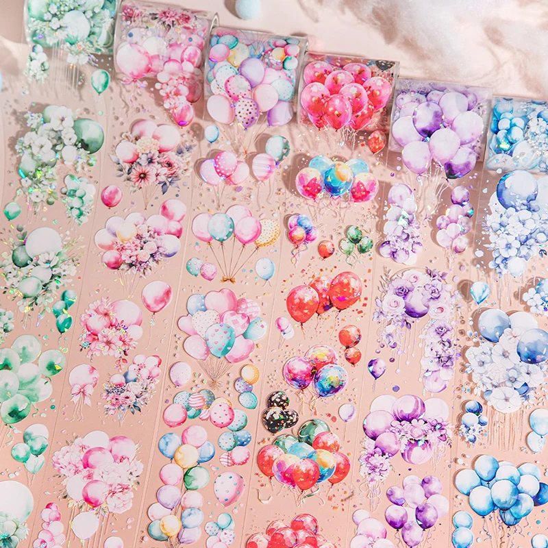 6Style 1Roll/bag Balloon Aquascape Shell Light Tape Creative Material DIY Scrapbook Handbook Envelope Calendar 3