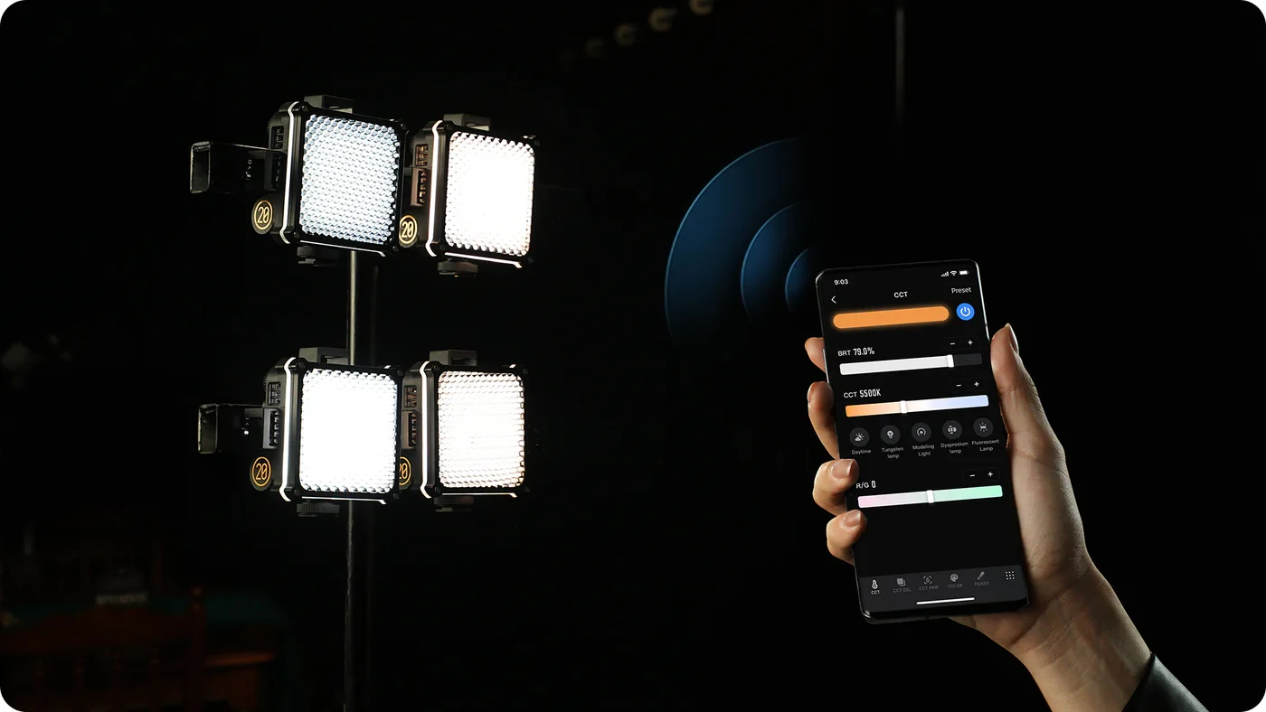 FIVERAY M20C M20 Combo RGB Video Light, 20W Portable Camera Light 2500K-10000K,