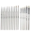 Premium Pearly White Miniature Paint Brush Set - Soft Goat Hair, Wooden Handles for Model Painting & Crafts 1