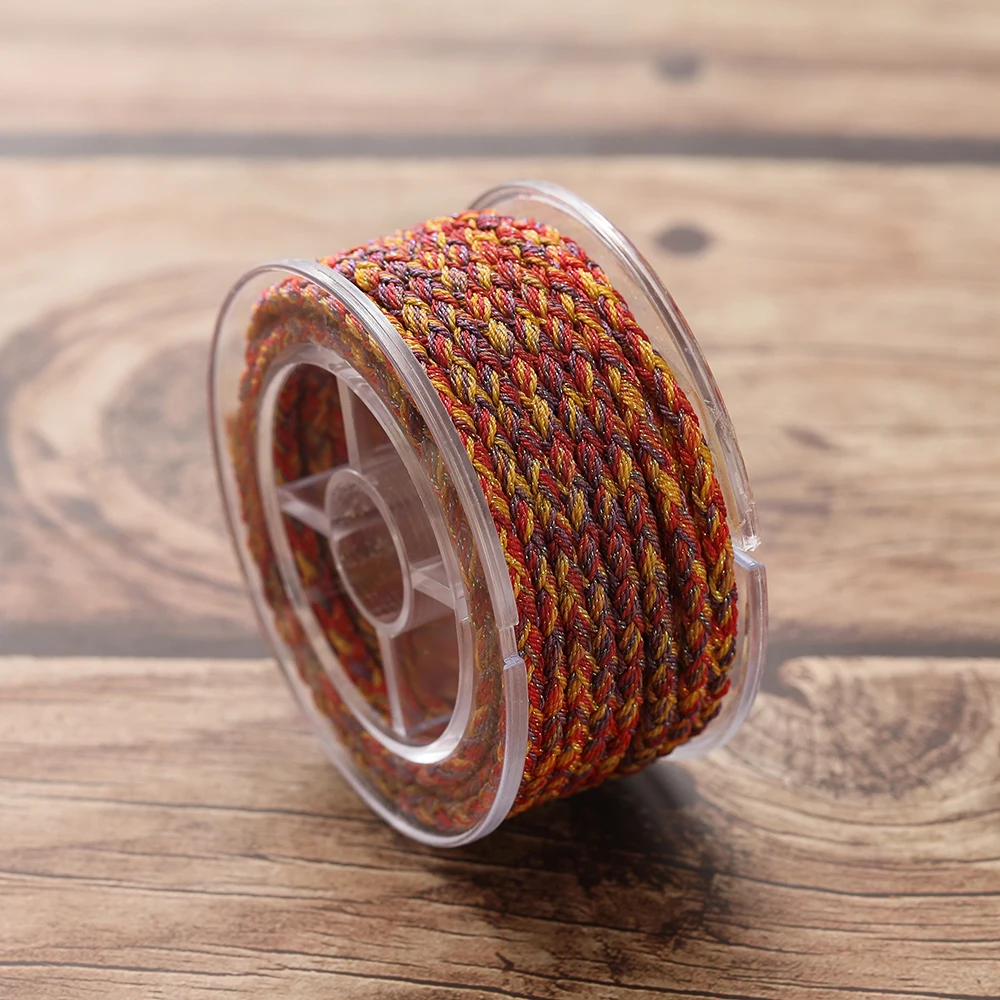Colorful Braided Polyester Thread Roll – 4m, 3.5mm Diameter – 11 Styles for DIY Jewelry & Crafting