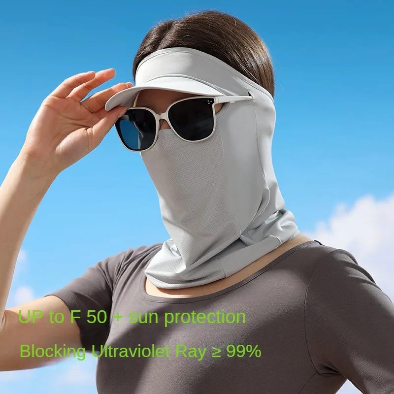 New Outdoor Sunscreen Golf Sun Proof Ice Silk Sun Hat Men Women Collar  Fishing Riding Uv Protect Mask Summer Integrated Breath