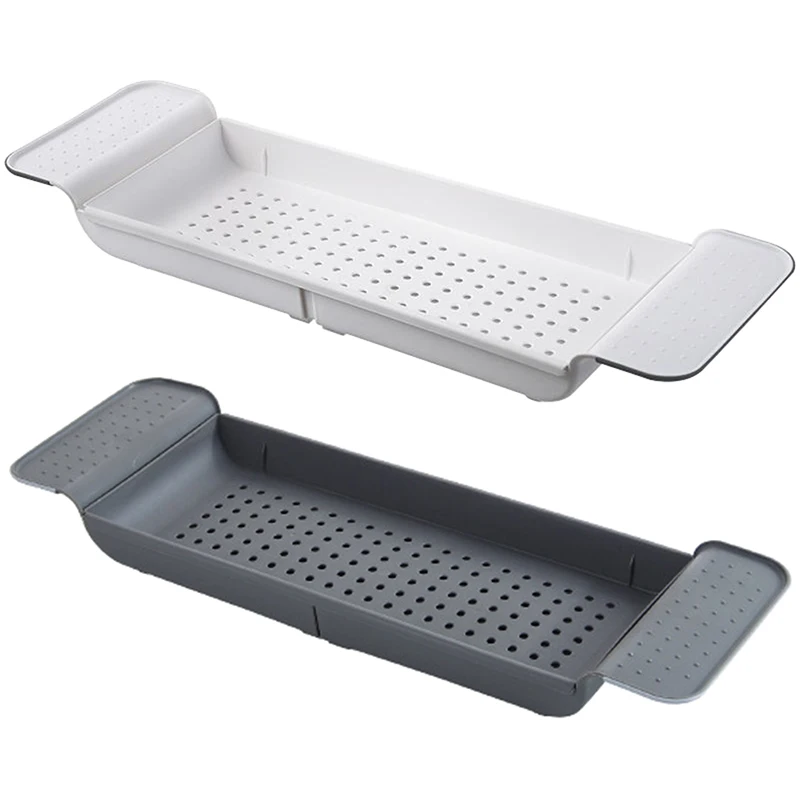 Expandable Bathtub Tray Adjustable Bathtub Storage Shelf Holder For Book Wine Phone Multifunctional Bathroom Tub Rack Organizer