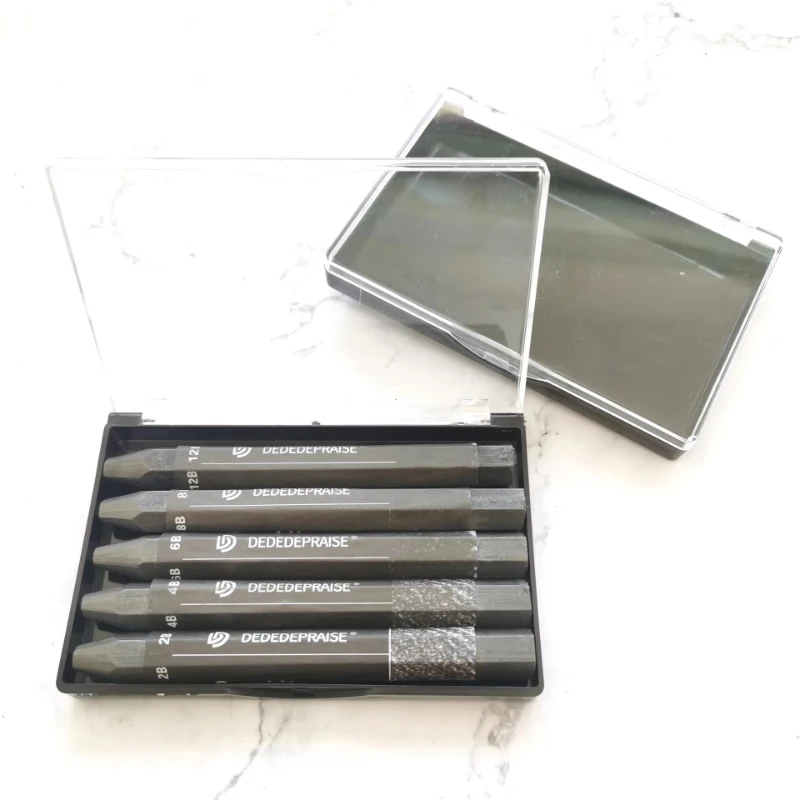 Water-soluble Wood-free Graphite Stick Pencil 2B4B6B8B12B Hexagonal Sketch Special Full Lead Stick Art Painting Supplies