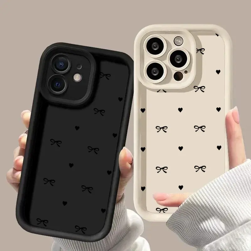 Chic Black Bow Soft Phone Case – Stylish Protective Cover