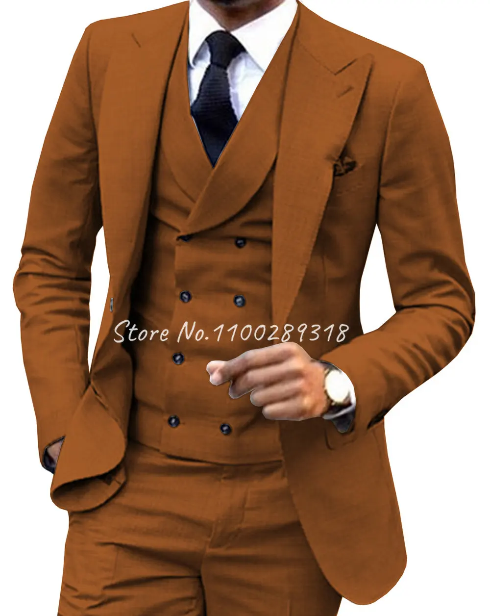 2023 Men's Suit 3 Piece One Button Lapel Double Breasted Slim Fit Casual Business Suits For Wedding Tuxedo Codtume Homme Mariage