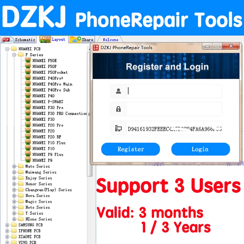 3 Users DZKJ Schematic Diagram Bitmap DZKJ PhoneRepair Tools for iPhone Xiaomi Huawei Android Motherboard Circuit Drawing Tool