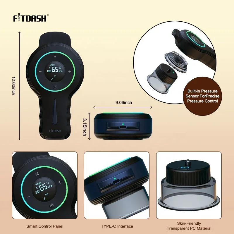Fitdash smart cupping device infrared red light  massager device electric vacuum heated cupping 2