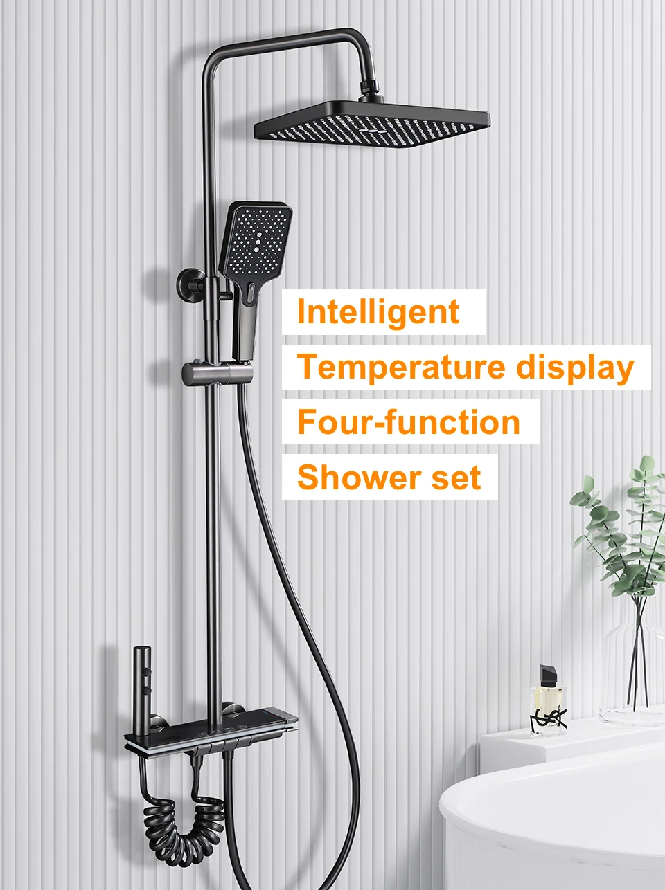 Description Picture 2 of itemDigital Shower System Set Intelligent Bathroom Temperature Display Shower Faucet Set Rainlfall Bathroom Mixer Bidet Shower Set