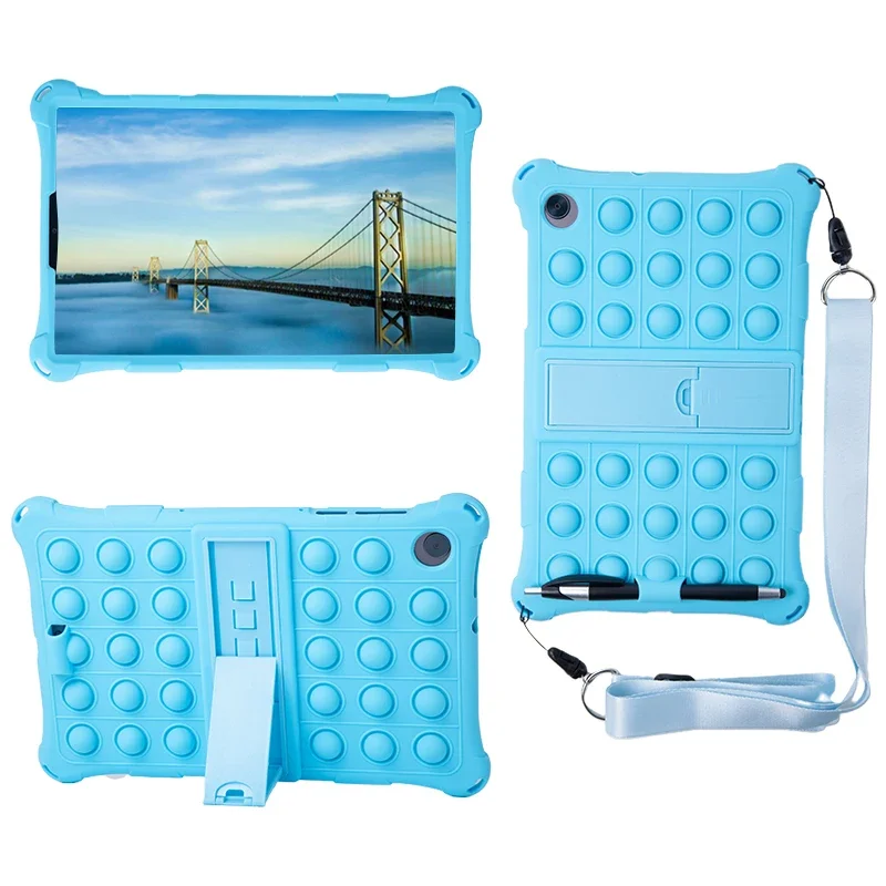 Versatile Silicone Bubble Tablet Case with Strap & Pen Holder