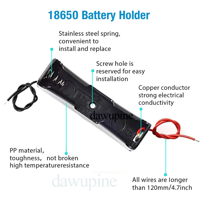 18650 배터리 홀더 박스 쉘 1 슬롯 3.7V 배터리 보관 케이스 1/2/3/4 셀 플라스틱 용기 하우징 검정색 빨간색 와이어 연결