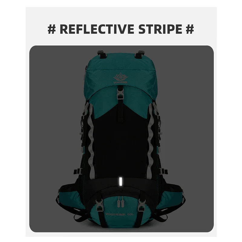 Camping Travel Backpack Outdoor Bag Climbing With Rain Cover For Men Hiking Trekking Mountaineering Sports Hydration Bags 60L 2
